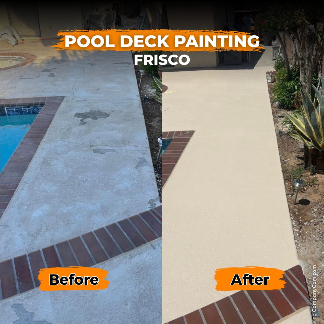 Pool deck cleaned and coated in Frisco