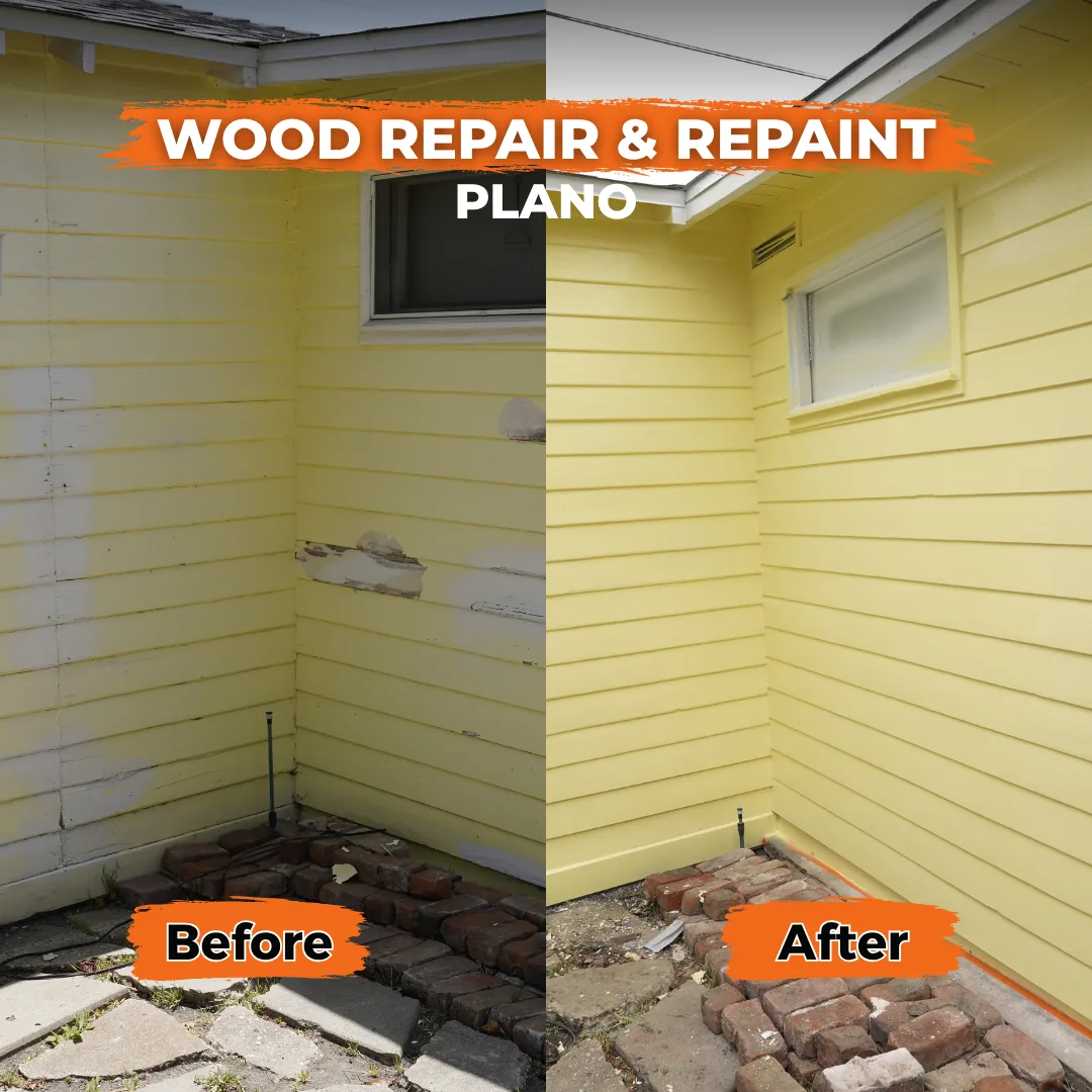 Wood repair & repaint before and after