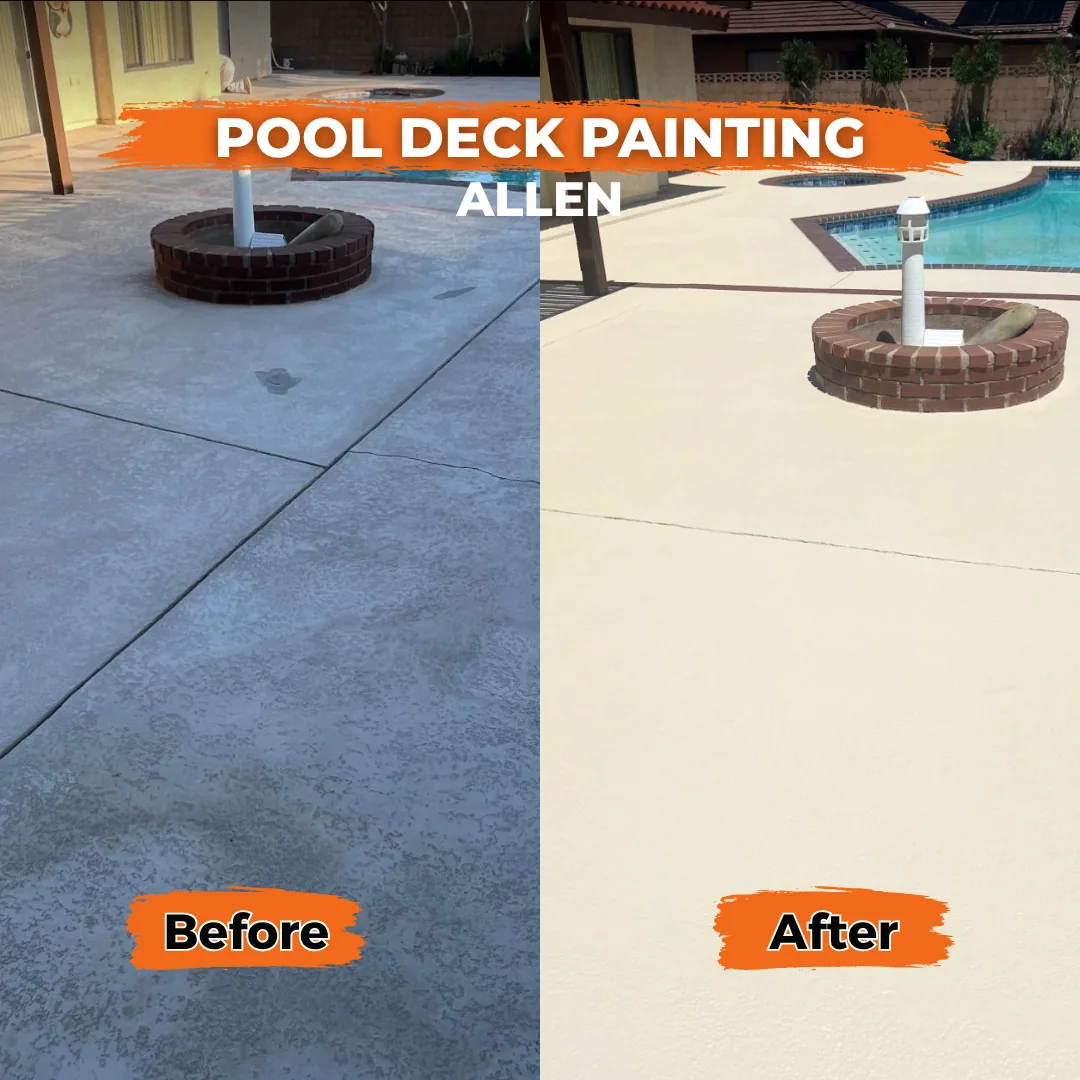 Gray concrete pool deck to clean cream