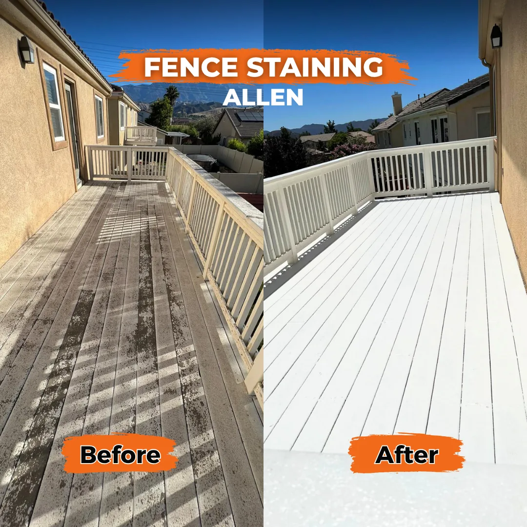 Second-story deck and railing to bright white, Allen